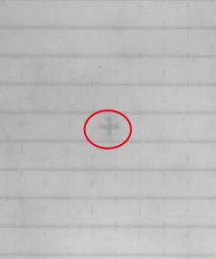 Source1300 nm capture: the reference cross is visible inside the original red circle.