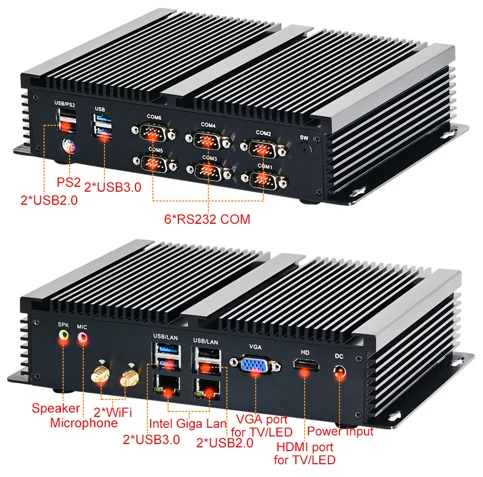Fanless industrial PC, Intel Core i7-8550U, barebone (LS-SYG10X8550U)