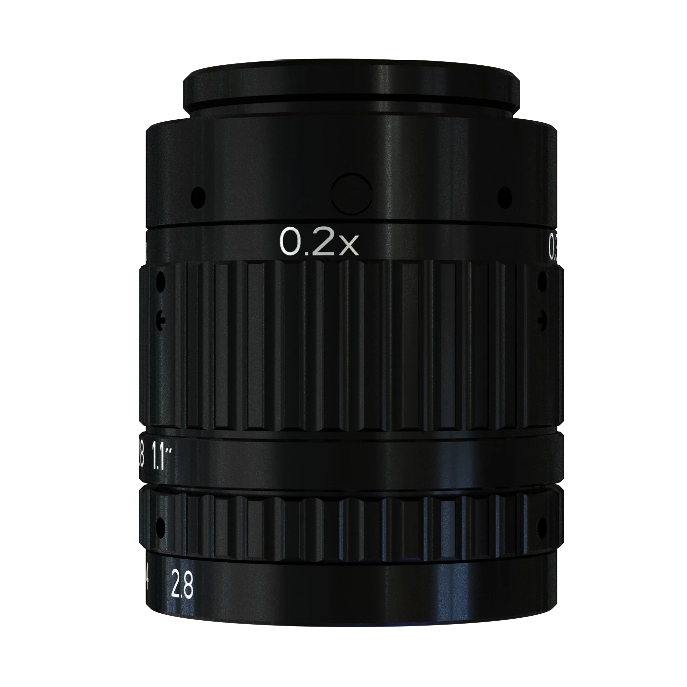 25mm, F2.8, 1.1", C-mount, Macro lens (65 mm (-0.4X) to 260.4 mm (-0.1X)) (LS-KF2528M-ML)