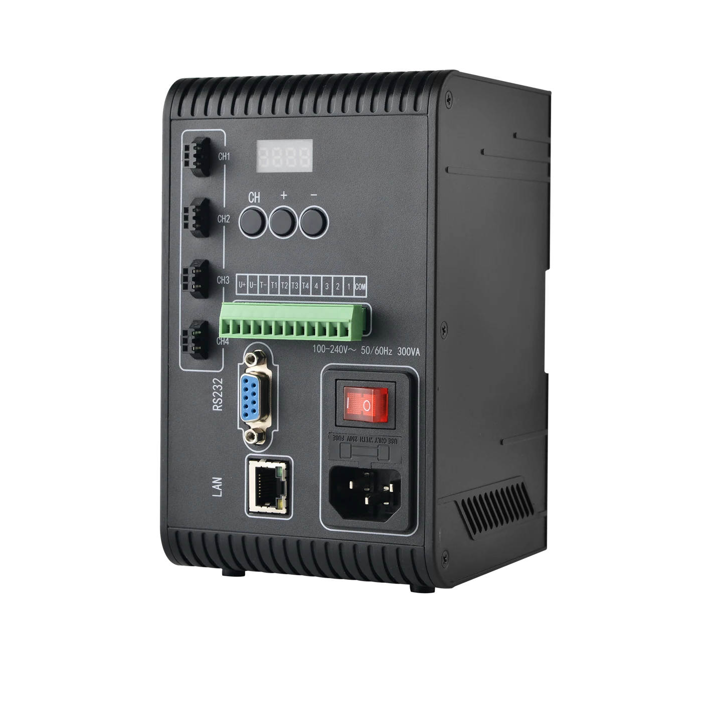 Digital constant-voltage light controller, Strobe overdrive, 200W, 4 channels, SMR-03V-B connector, Strobe overdrive, With GigE port (LS-LEVD-200-4-PY)